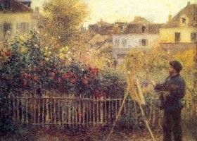 الرسام كلود مونيه يرسم في حديقته الرسام كلود مونيه يرسم في حديقته